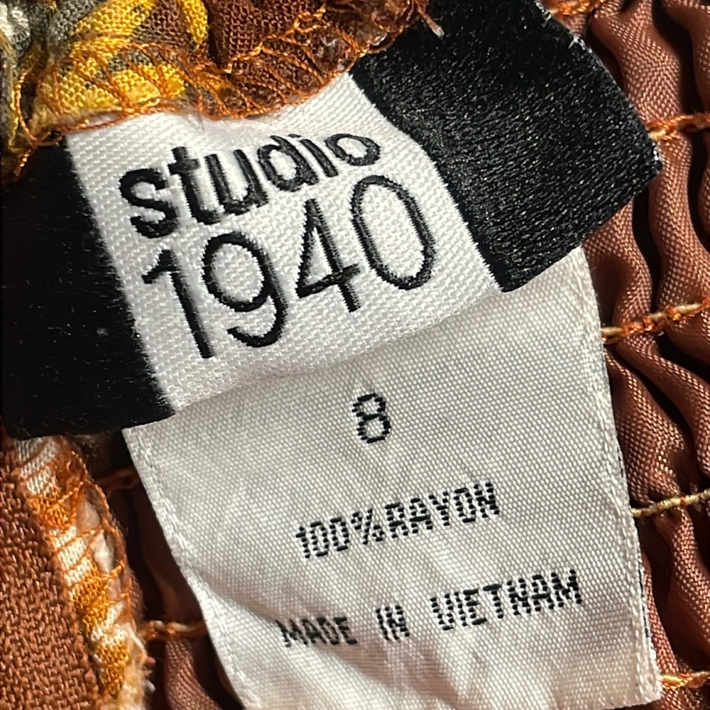 Vintage Studio 1940 Y2K Ikat Halter Dress Size 8 - Picture 8 of 9